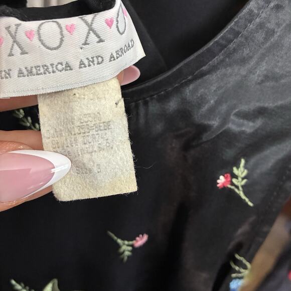 90s Y2K XOXO Satin Babydoll Dress Embroidered Sundress Floral size 0/2 XS - Picture 10 of 12